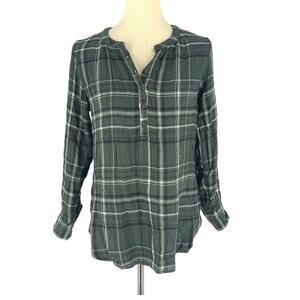 Universal Thread Green Plaid V-Neck Pullover Blouse Women's Size XS NWT